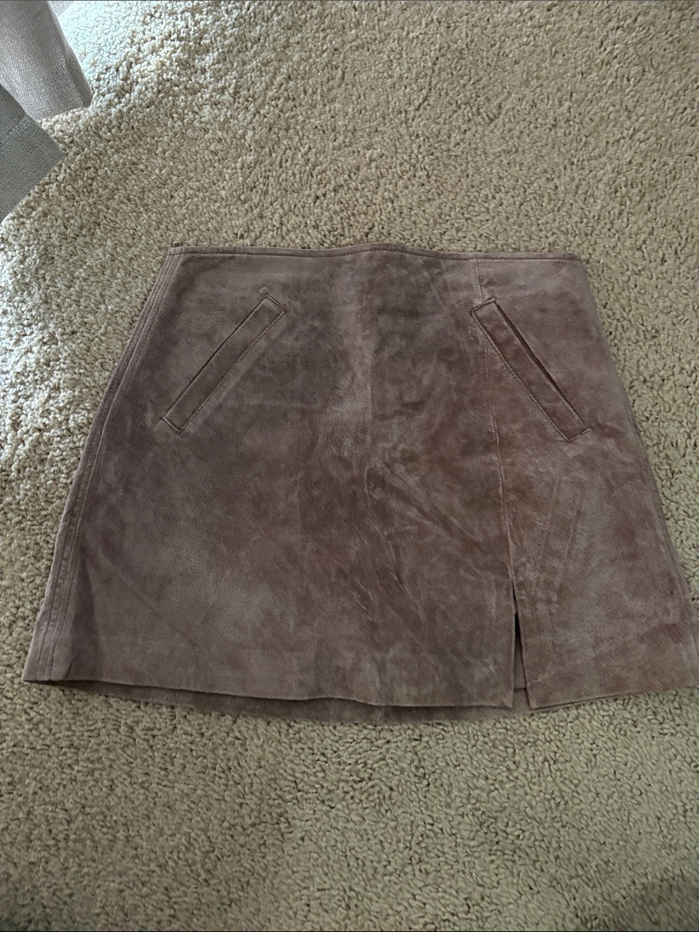 Suede Mini Skirt in Tan